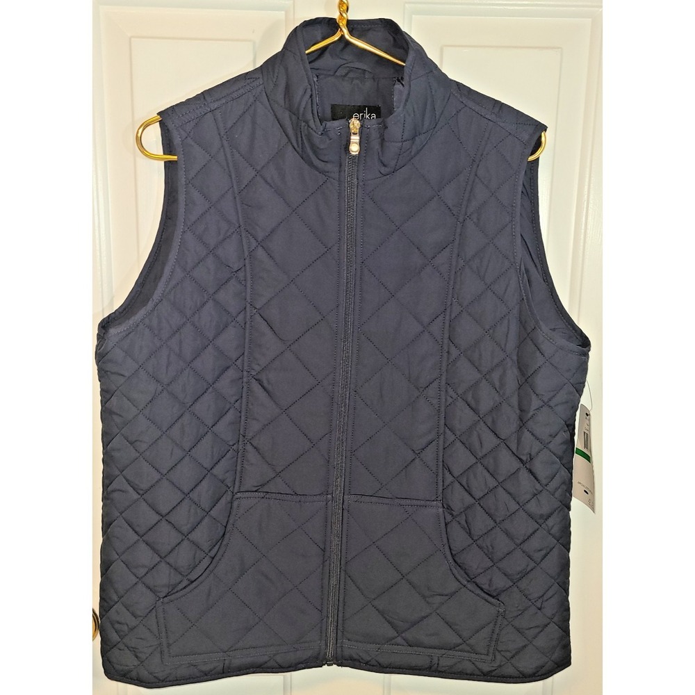NWT Women's Erika Navy Diamond Quilted Vest Size Lg ($48)